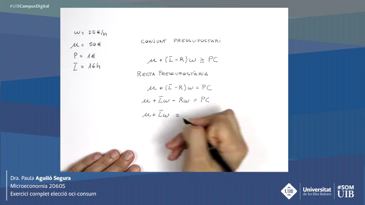 Dra.Paula Aguiló Segura.Microeconomia 20605.Exercici complet elecció oci-consum