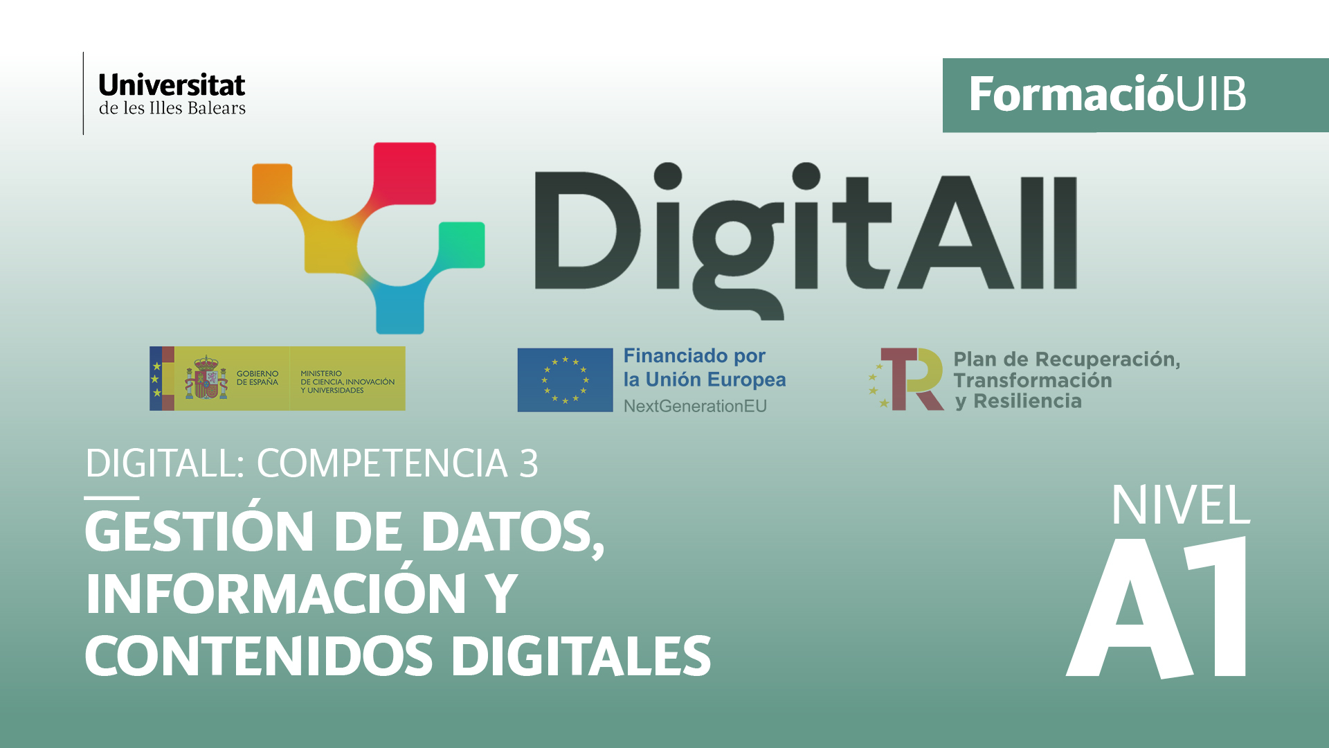 (Level A1) Introduction to data, information and digital content management